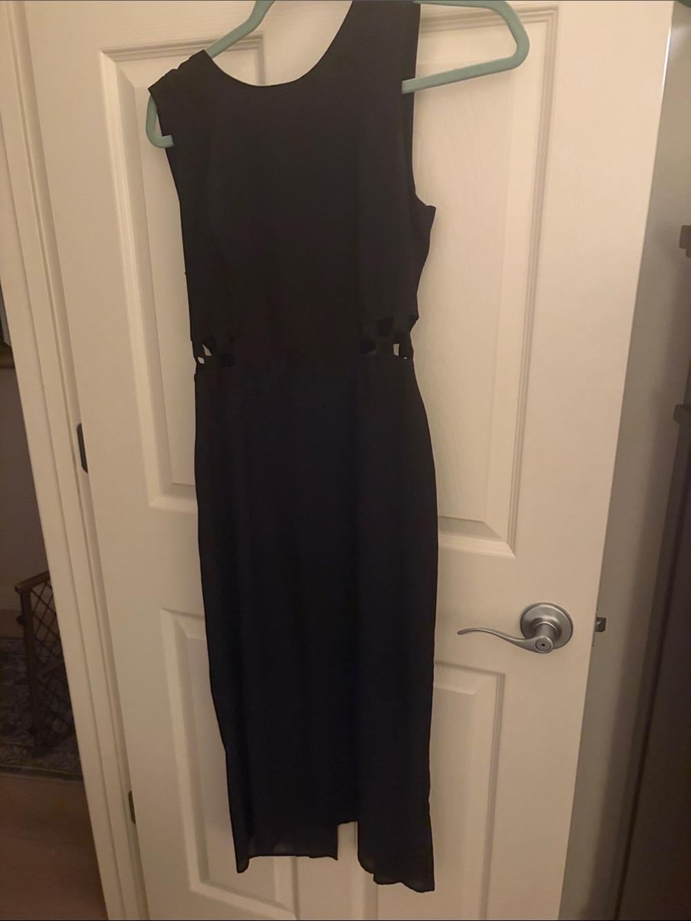 one clothing Black Midi Dress with Side Cutouts